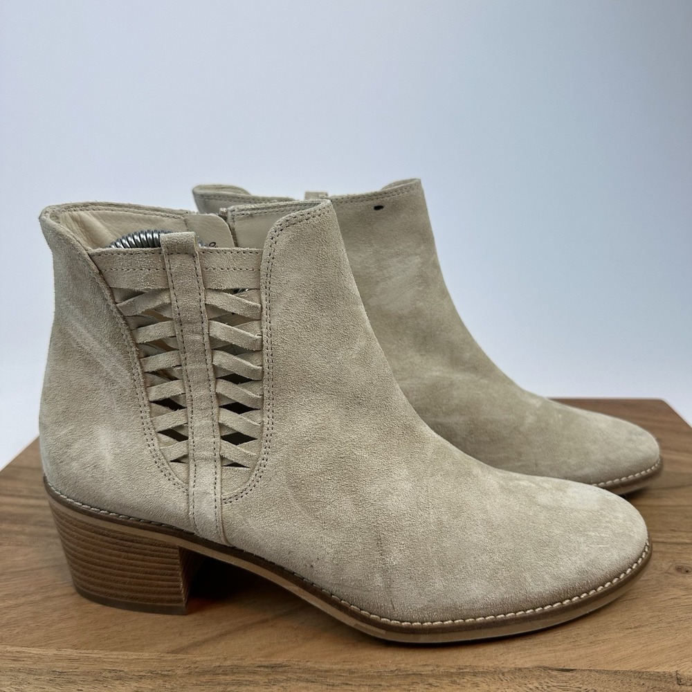 New NWOB Paul Green Vienna Beige Suede Heeled Ankle Chelsea Boots Booties Size 8